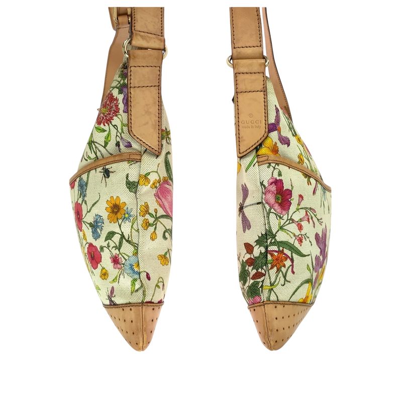 Gucci Flora Multicolor Gold Canvas Leather Shoulder Bag