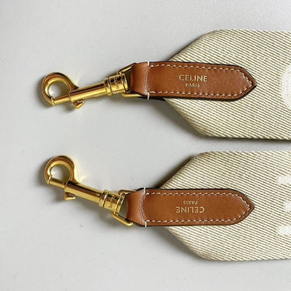 Celine Long Strap Jacquard Beige Handbag
