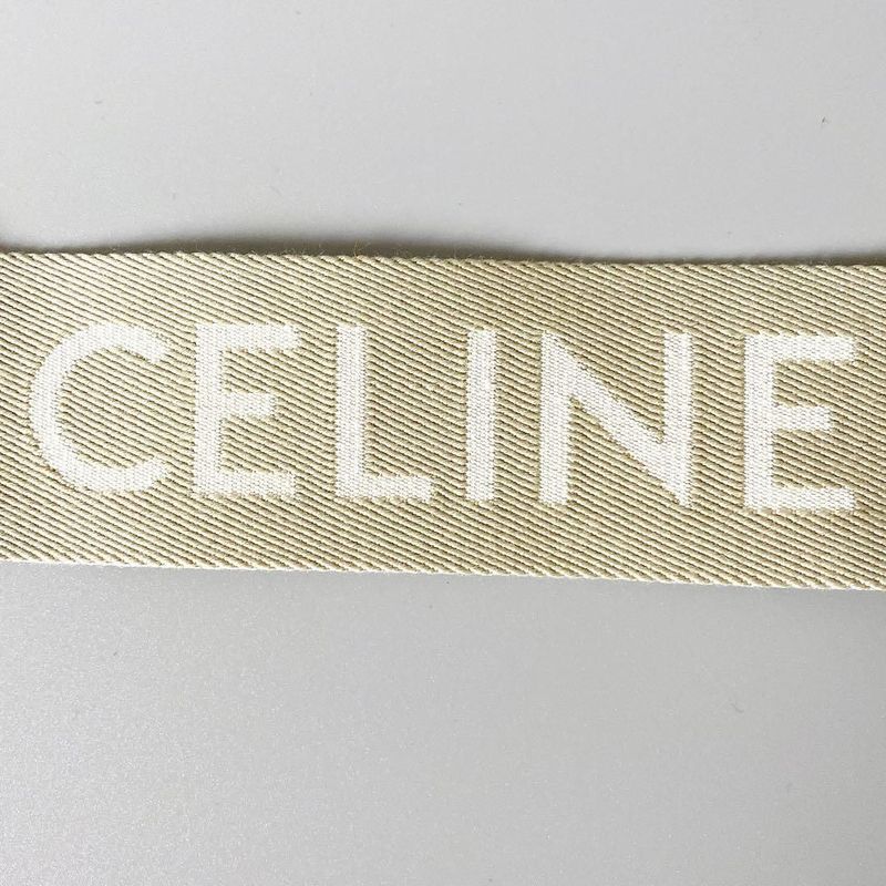 Celine Long Strap Jacquard Beige Handbag