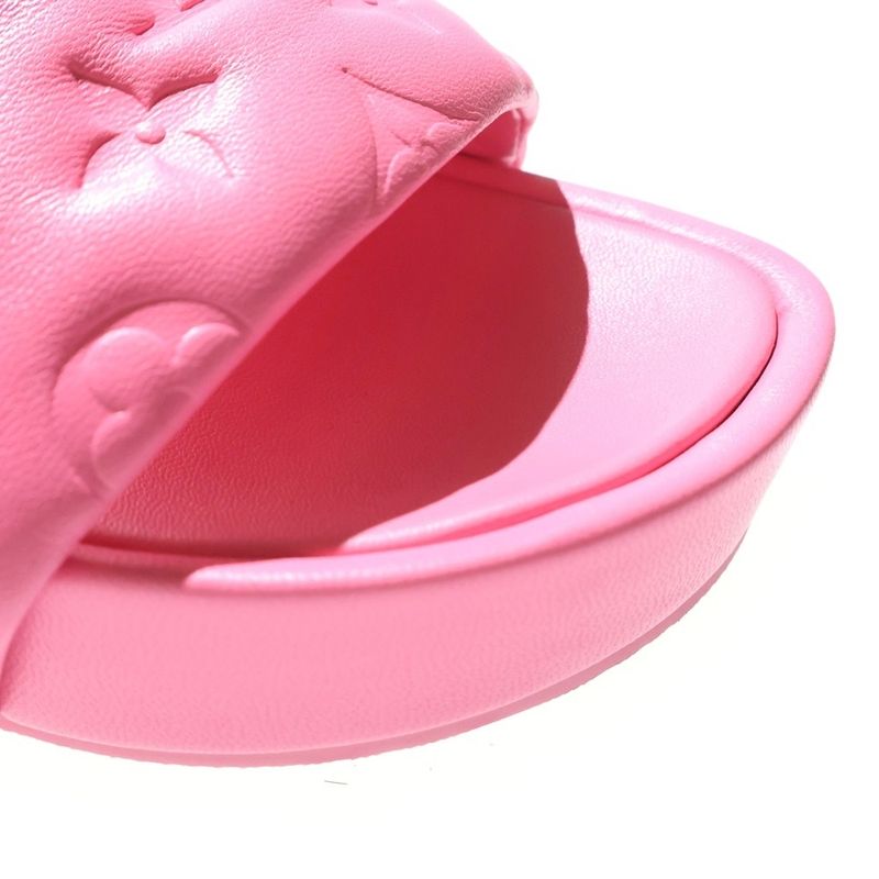 Louis Vuitton Revival Line Monogram Lambskin Leather Platform Slide Sandals Pink