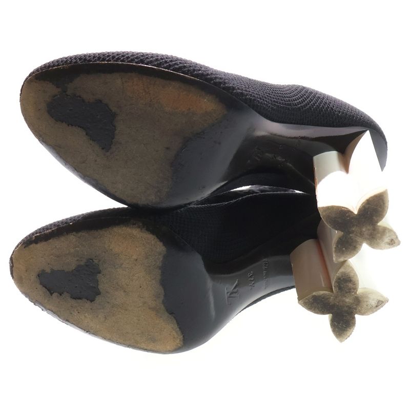 Louis Vuitton Silhouette Line Monogram Embroidery Heel Ankle Boots Shoes Black