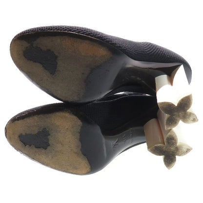 Louis Vuitton Silhouette Line Monogram Embroidery Heel Ankle Boots Shoes Black