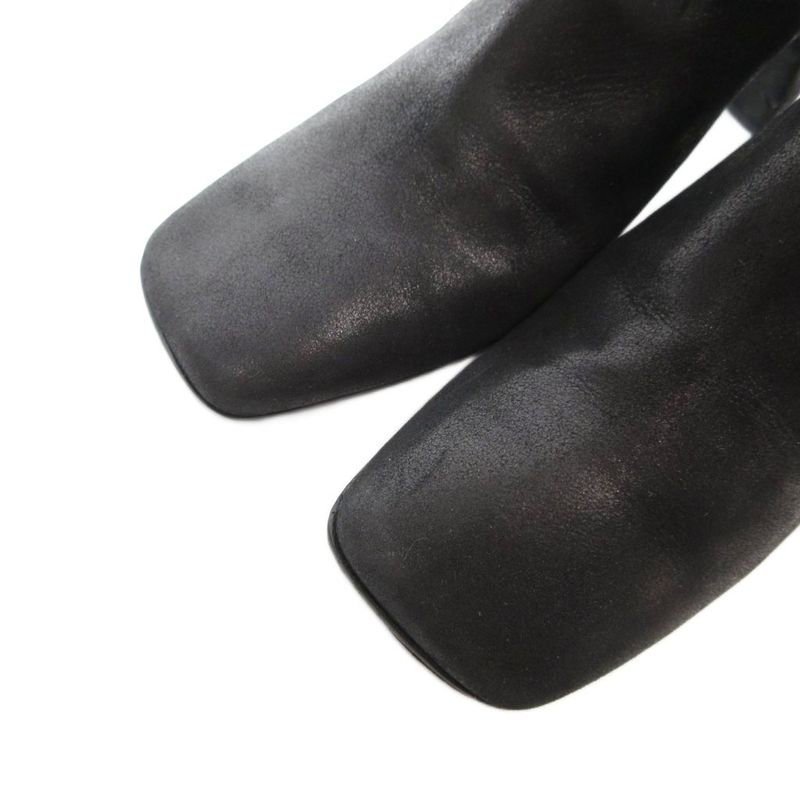 Louis Vuitton Mule High Heel Sandals Leather Square Toe 38 Black