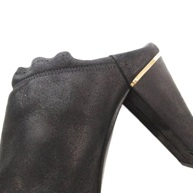 Louis Vuitton Mule High Heel Sandals Leather Square Toe 38 Black