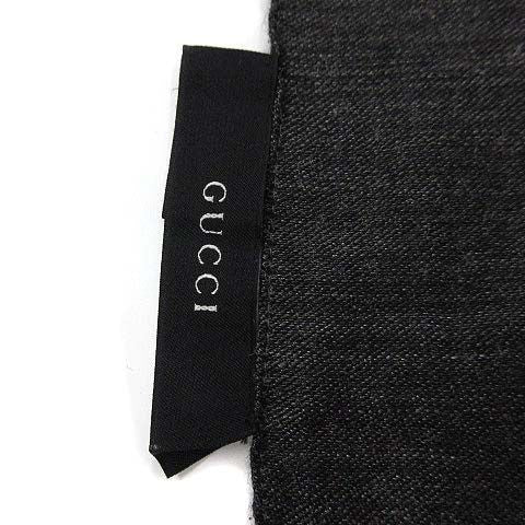 Gucci GG Pattern Wool Silk Large Shawl Gray Black