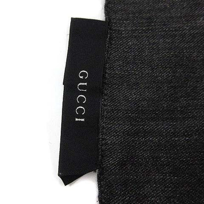 Gucci GG Pattern Wool Silk Large Shawl Gray Black