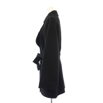 Hermes Cashmere Double Face Coat Middle Length 36 Black KH