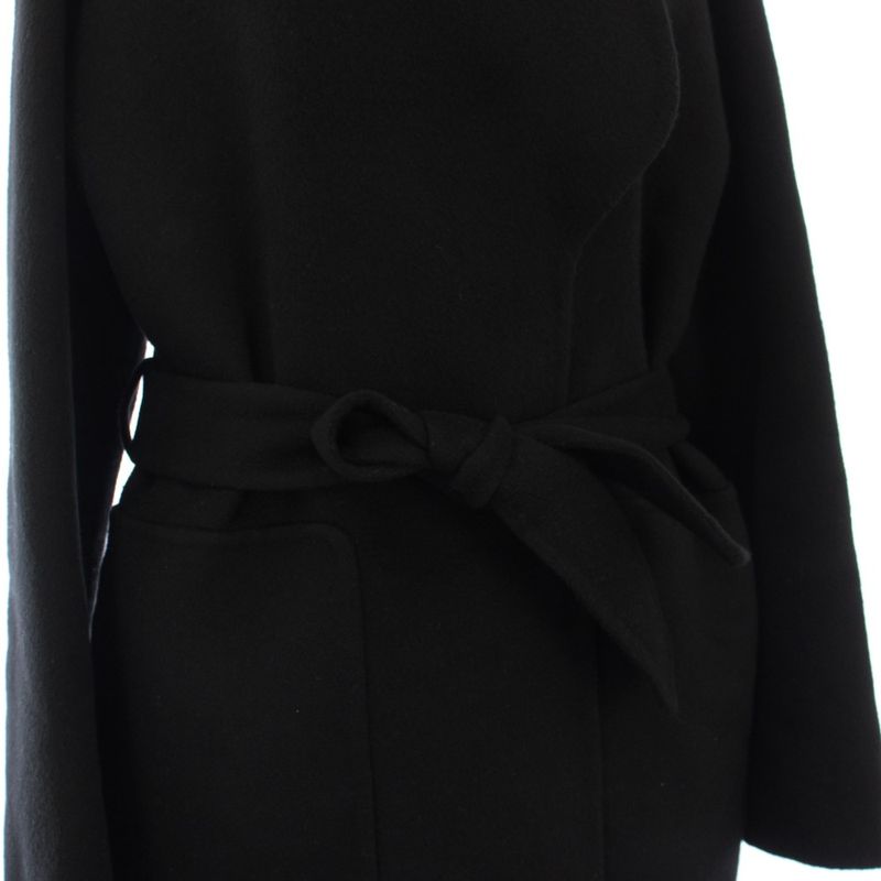 Hermes Cashmere Double Face Coat Middle Length 36 Black KH