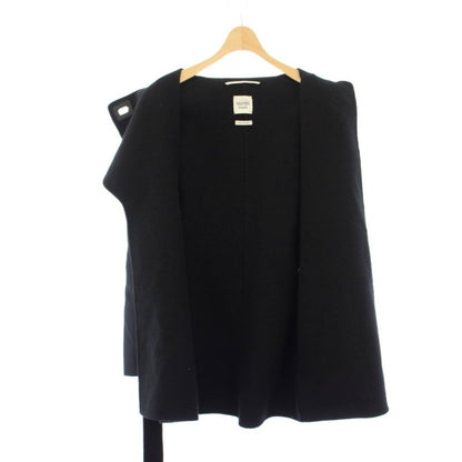 Hermes Cashmere Double Face Coat Middle Length 36 Black KH