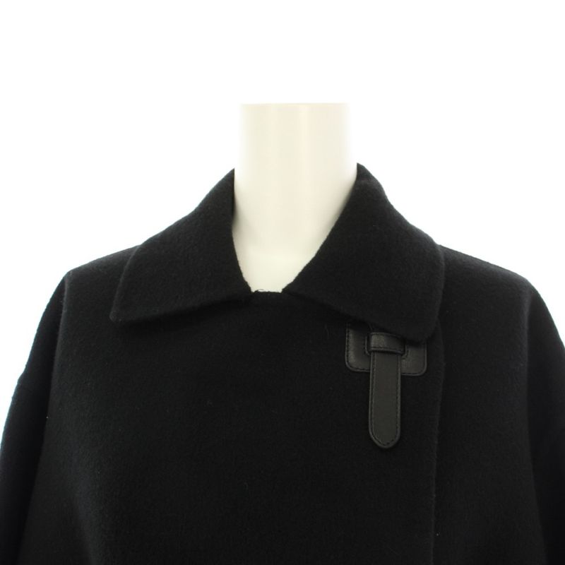 Hermes Cashmere Double Face Coat Middle Length 36 Black KH