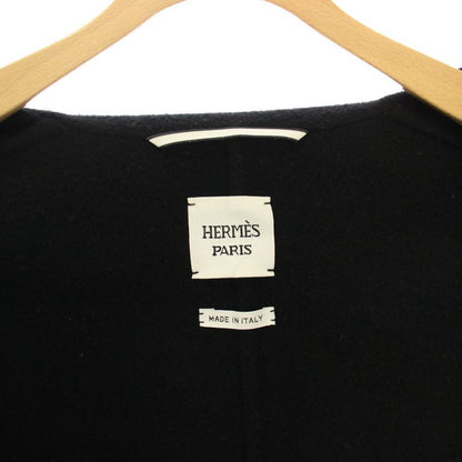 Hermes Cashmere Double Face Coat Middle Length 36 Black KH
