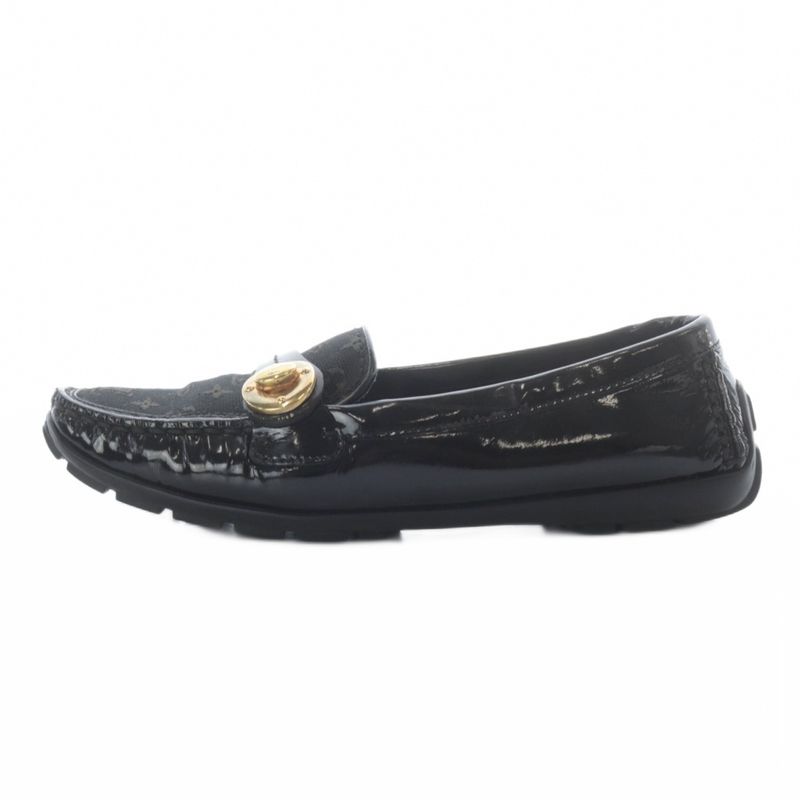 Louis Vuitton Monogram Driving Shoes Lofa Slip on Canvas Enamel Leather 36
