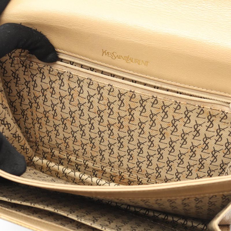 Saint Laurent Yves Shoulder Bag Cassandra Beige Exotic Cles Leather