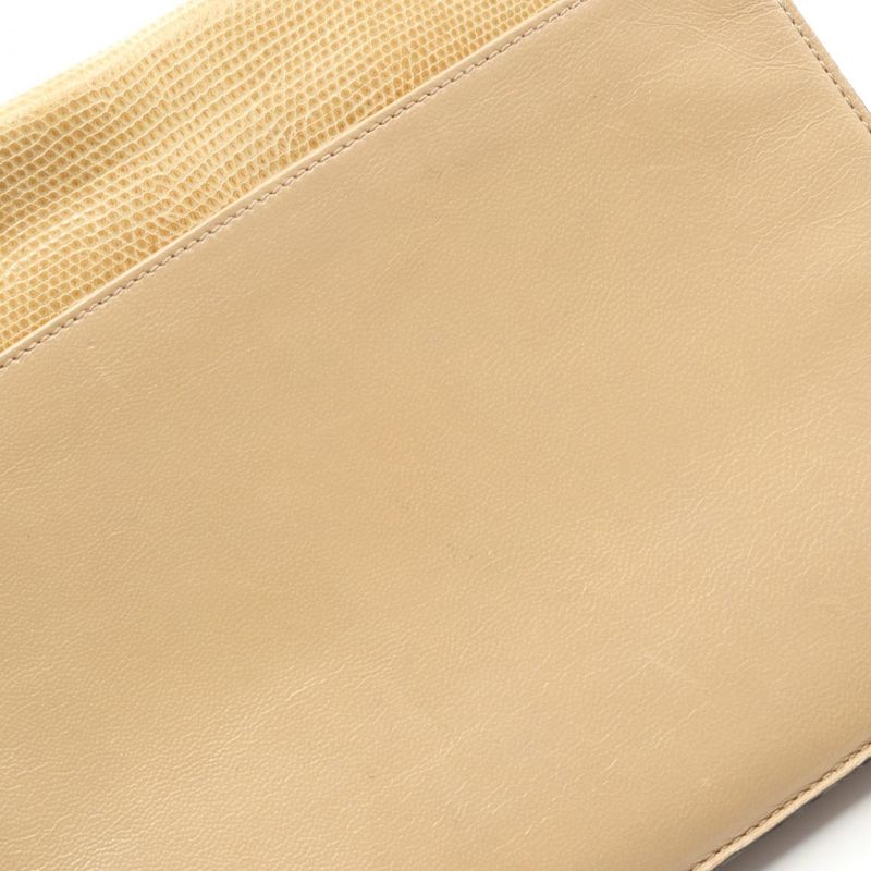 Saint Laurent Yves Shoulder Bag Cassandra Beige Exotic Cles Leather