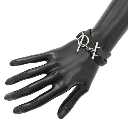 Hermes Bracelet Croisier Double Tour Black Silver Swift T3