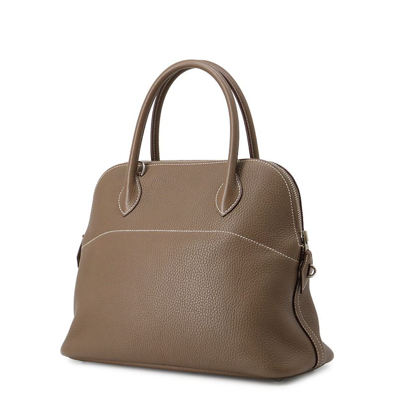 Hermes Handbag Bolide 31 Etoupe Silver Taurillon Clemence