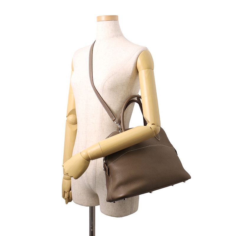 Hermes Handbag Bolide 31 Etoupe Silver Taurillon Clemence