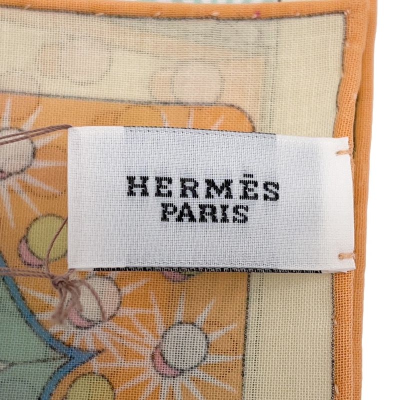 Hermes Scarf Carre 45 Gavroche Electric Cotton Handkerchief Petit Orange Multicolor