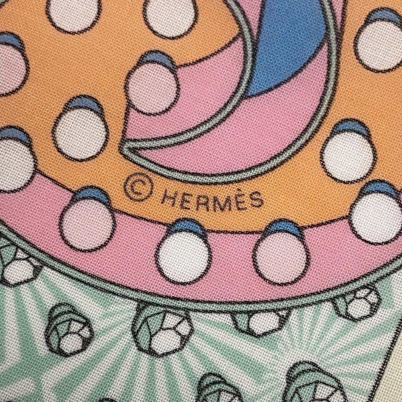 Hermes Scarf Carre 45 Gavroche Electric Cotton Handkerchief Petit Orange Multicolor
