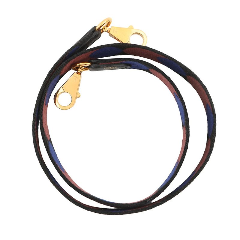 Hermes Shoulder Strap Flipper Ball Bandouliere Sangles Blue Brown Gold