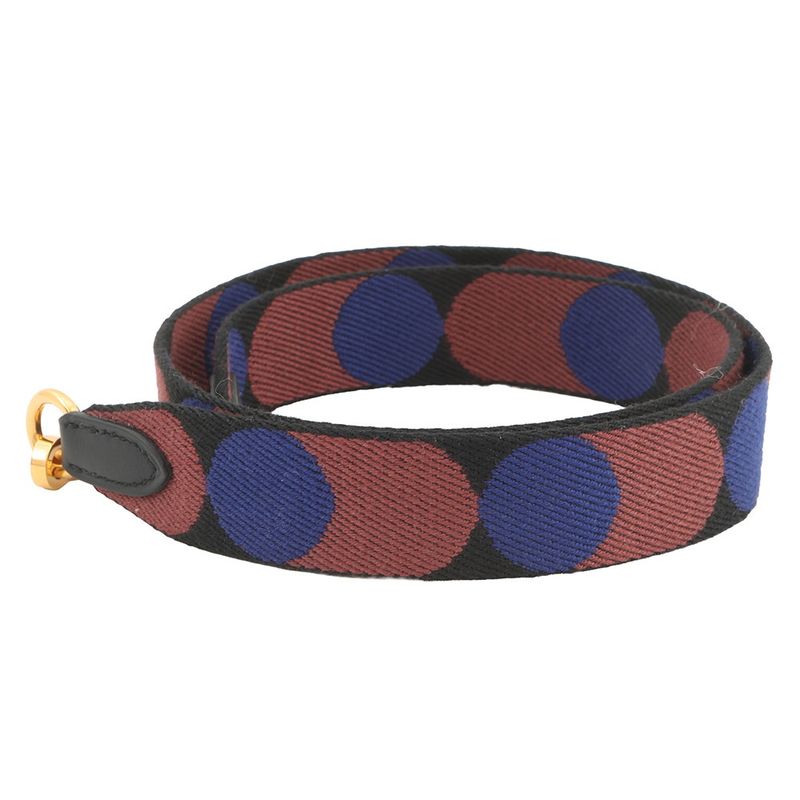 Hermes Shoulder Strap Flipper Ball Bandouliere Sangles Blue Brown Gold