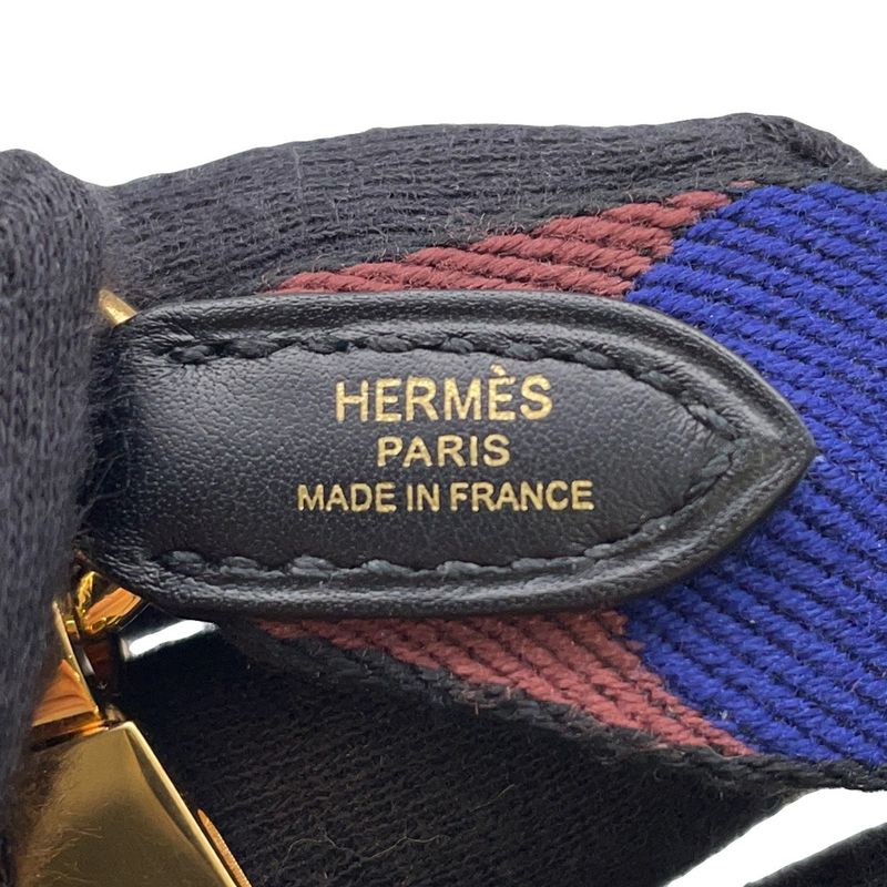 Hermes Shoulder Strap Flipper Ball Bandouliere Sangles Blue Brown Gold