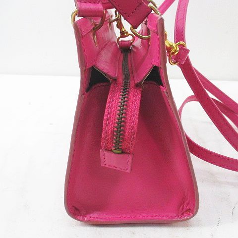 Celine Mini Shoulder Bag Crossbody Gold Pink Leather