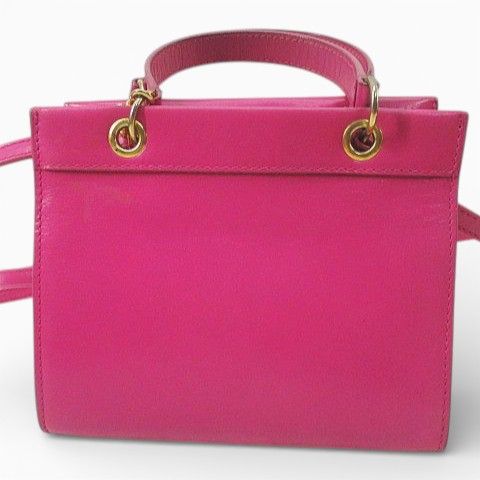Celine Mini Shoulder Bag Crossbody Gold Pink Leather