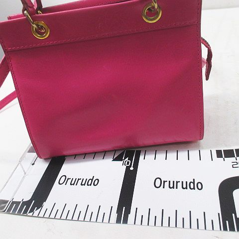 Celine Mini Shoulder Bag Crossbody Gold Pink Leather