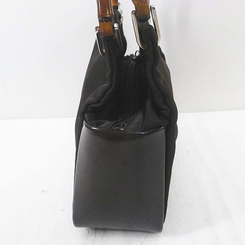 Gucci 000 Bamboo Tote Brown Canvas Leather