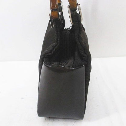Gucci 000 Bamboo Tote Brown Canvas Leather