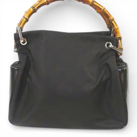 Gucci 000 Bamboo Tote Brown Canvas Leather