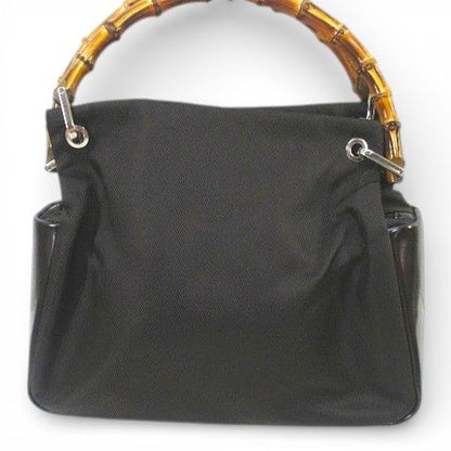 Gucci 000 Bamboo Tote Brown Canvas Leather