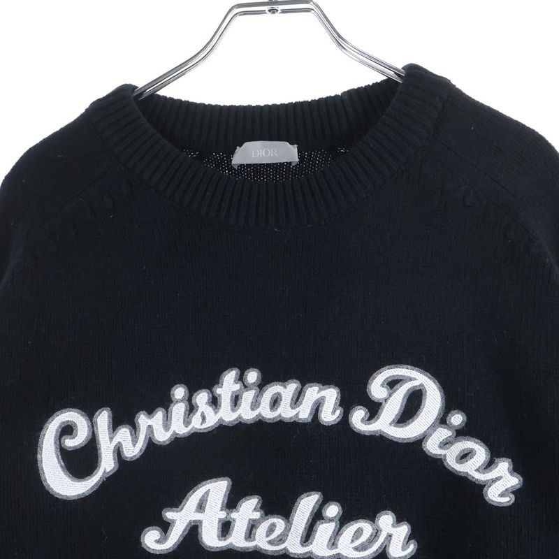 Dior Atelier Virgin Wool Crew Neck Knit Sweater Logo