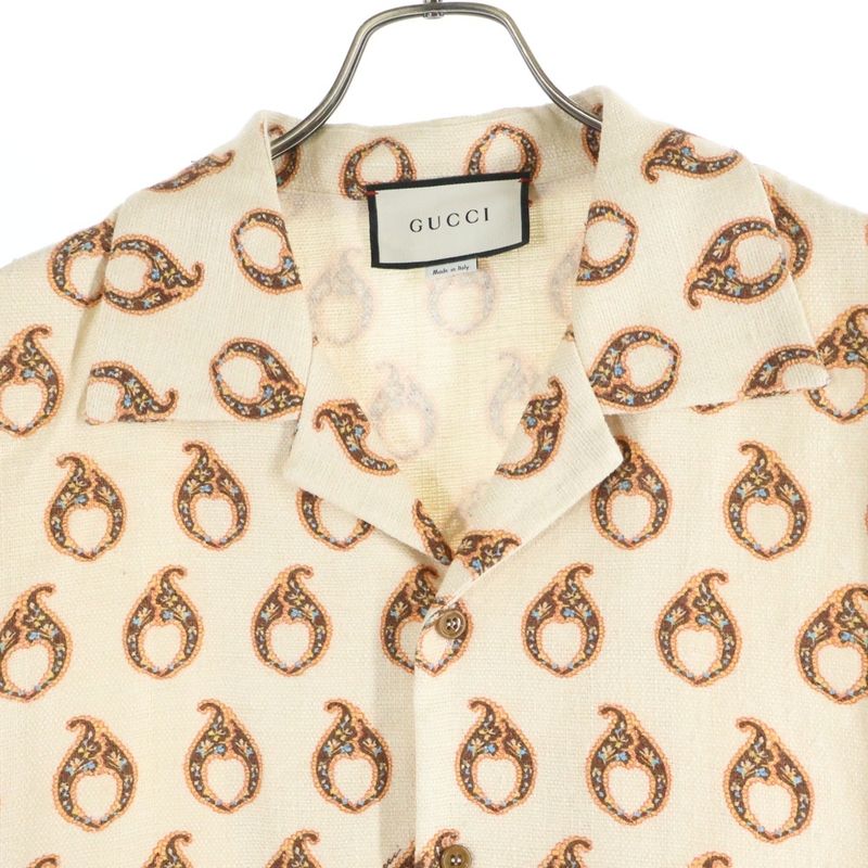 Gucci Ethnic Allover Pattern Silk Long Sleeve Shirt Multi Zadae