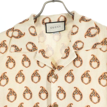 Gucci Ethnic Allover Pattern Silk Long Sleeve Shirt Multi Zadae