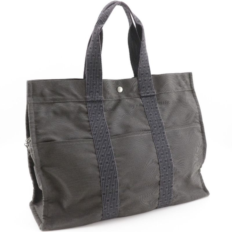 Hermes Her Line GM Nylon Canvas Gray Tote