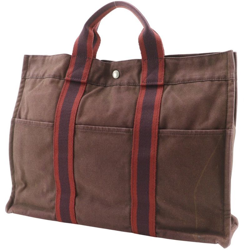 Hermes Sac Fourre Tout MM Cotton Canvas Brown Handbag