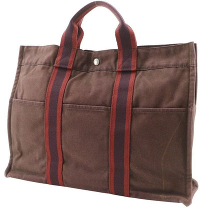 Hermes Sac Fourre Tout MM Cotton Canvas Brown Handbag
