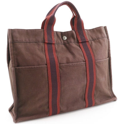Hermes Sac Fourre Tout MM Cotton Canvas Brown Handbag