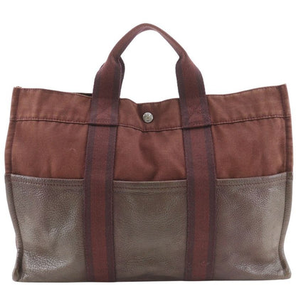 Hermes Sac Fourre Tout MM Half Leather Cotton Brown