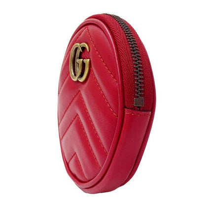 Gucci Wallet Coin Case Leather GG Marmont Red Zip Around
