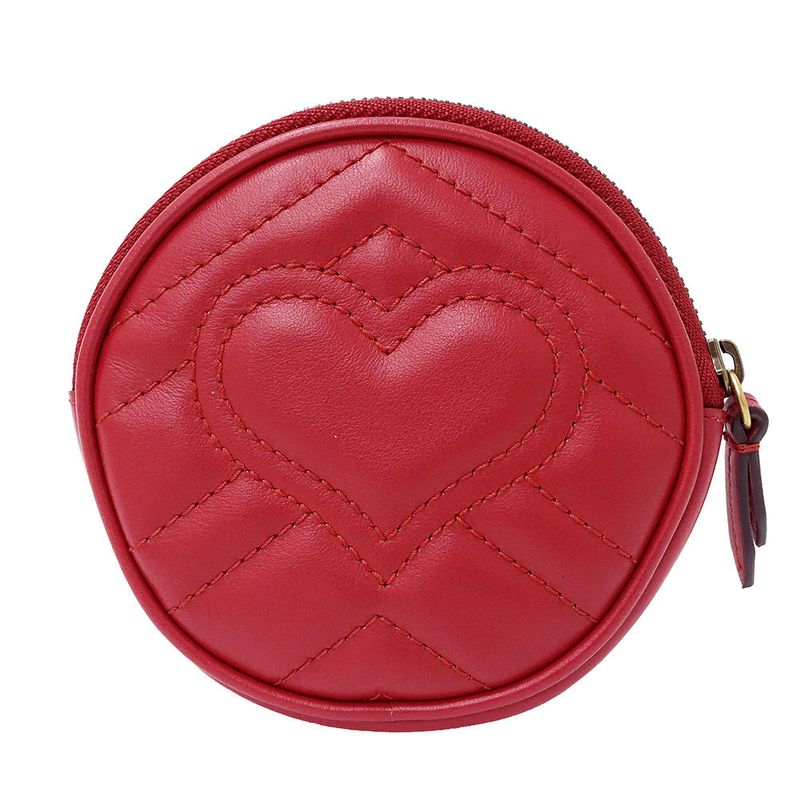 Gucci Wallet Coin Case Leather GG Marmont Red Zip Around