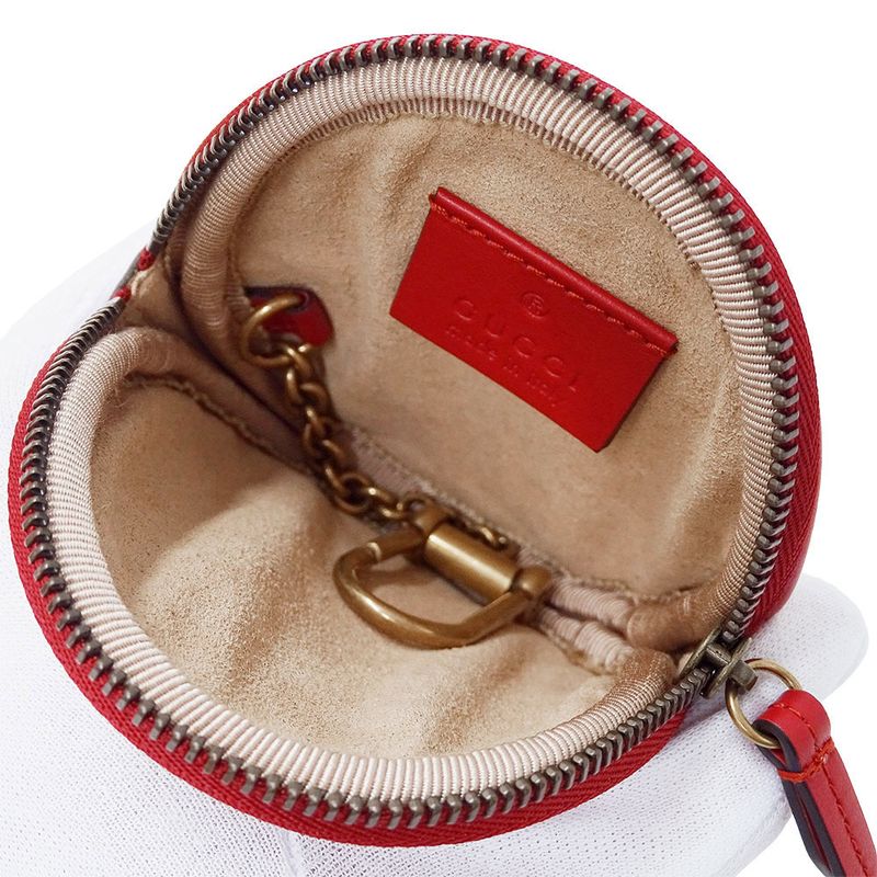Gucci Wallet Coin Case Leather GG Marmont Red Zip Around