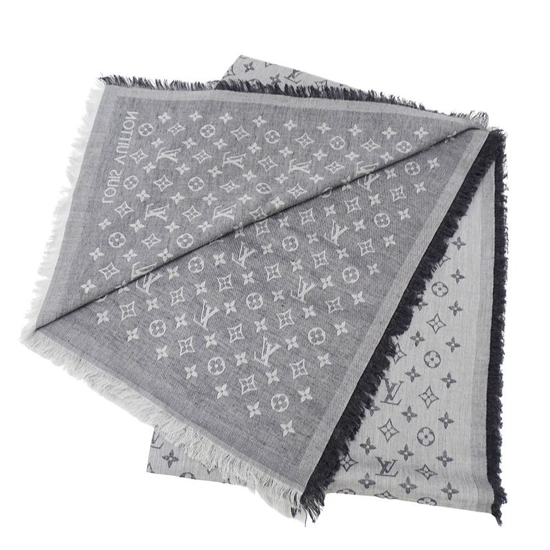Louis Vuitton Shawl Cotton Shawl Monogram Essential Gray