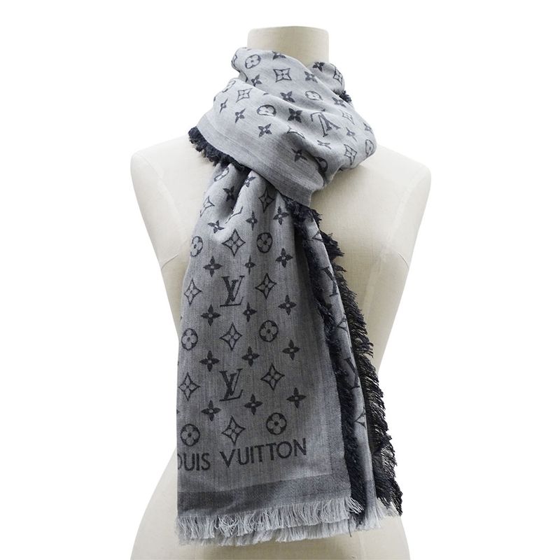 Louis Vuitton Shawl Cotton Shawl Monogram Essential Gray