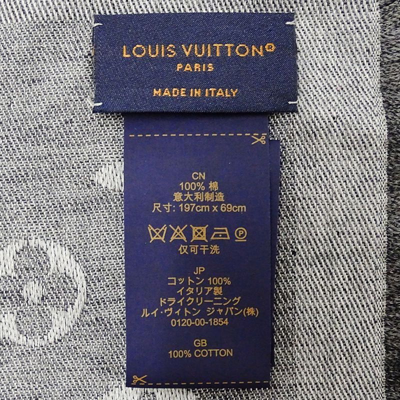 Louis Vuitton Shawl Cotton Shawl Monogram Essential Gray