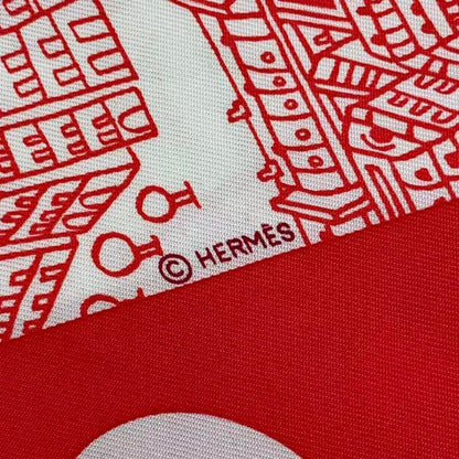 Hermes Carre 90 de Passage a Paris Silk Scarf Red