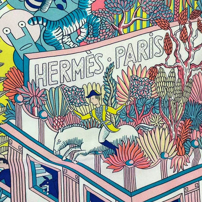 Hermes Scarf Silk Large Carre 140 Animapolis Pink