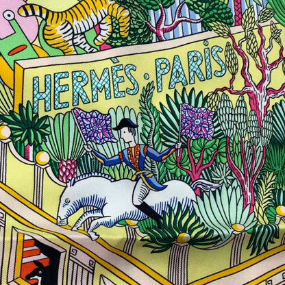 Hermes Scarf Silk Large Carre 140 Animapolis White Box